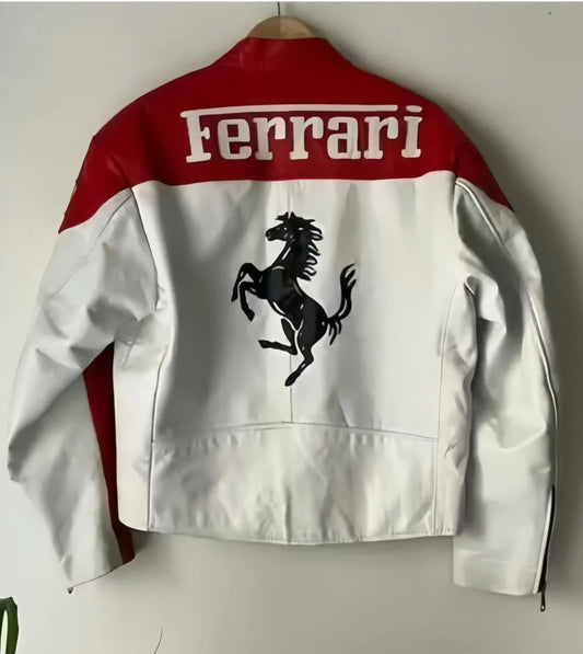 White Ferrari Leather Jacket